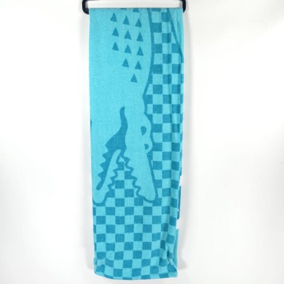 NWT LACOSTE‎ CROC LOGO PLAID BLUE BEACH TOWEL 100% COTTON 36” x 72” - Picture 4 of 6